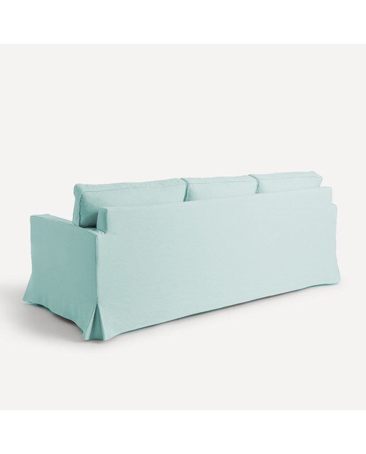 Sofá de 3 plazas desenfundable de algodón y lino con brazo recto Bolonia El Corte Inglés - Aqua Aqua-4