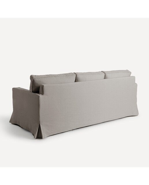Sofá de 3 plazas desenfundable de algodón y lino con brazo recto Bolonia El Corte Inglés - Gris plomo Gris plomo-4