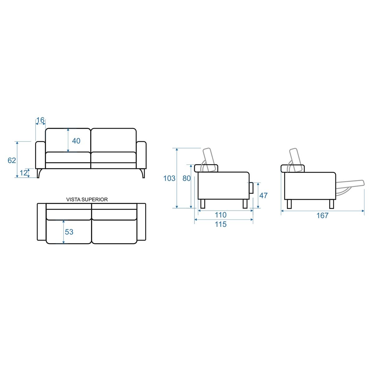 Sofá de 3 Lugares com 2 Lugares com Relax Elétricos Oporto Pérola-10