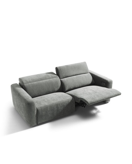 Sofá Estofado de 3 Lugares com 2 Assentos com Relax Elétrico Trento Storm - Cinzento Escuro-4
