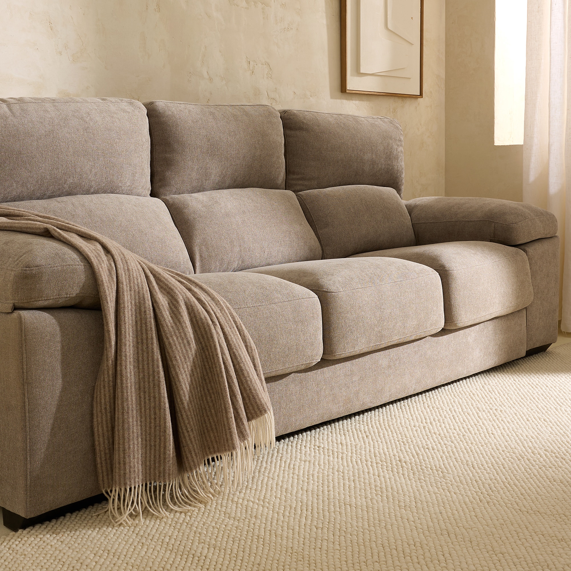 Imagem 0 de Sofá de 3 Lugares com Assentos Deslizantes Jerte em Tecido Storm