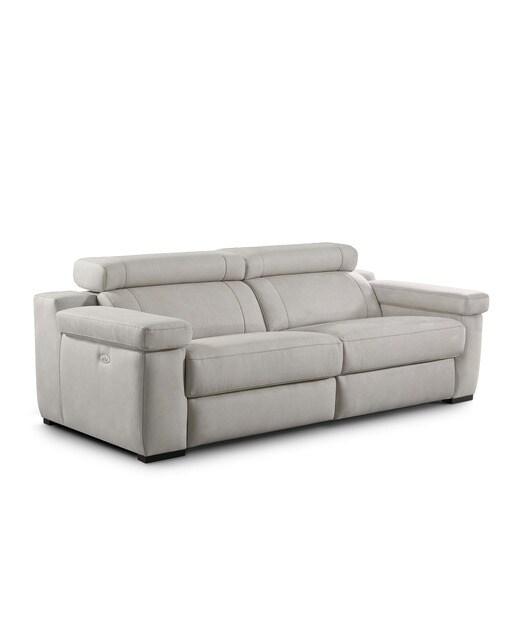 Sofá de 3 Lugares com 2 Assentos de Relax Elétrico em Tecido de Microfibra City Brutus - Cinzento-Claro-2