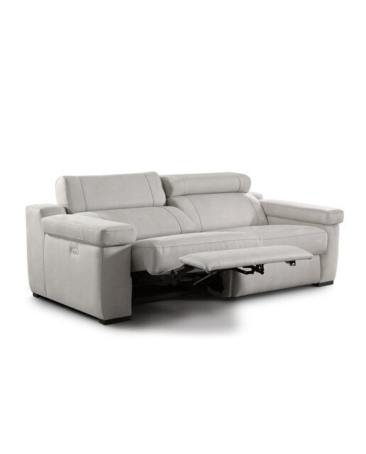 Sofá de 3 Lugares com 2 Assentos de Relax Elétrico em Tecido de Microfibra City Brutus - Cinzento-Claro-3