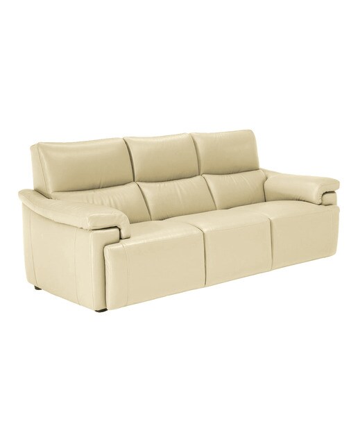 Sofá em pele de 3 lugares com 3 assentos e relax eléctrico Jefferson N55 Creme-2