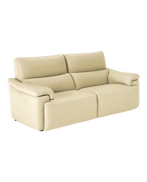 Sofá de 3 lugares em pele com 2 assentos e relax eléctrico Jefferson N46 Creme-2