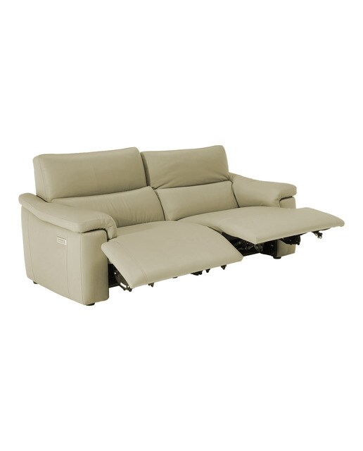 Sofá de piel de 3 plazas con 2 asientos y relax eléctrico Jefferson N46 Natuzzi Editions - Beige Beige-3
