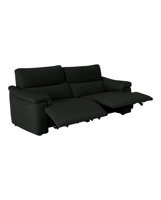 Sofá de piel de 3 plazas con 2 asientos y relax eléctrico Jefferson M46 Natuzzi Editions - Negro Negro-3