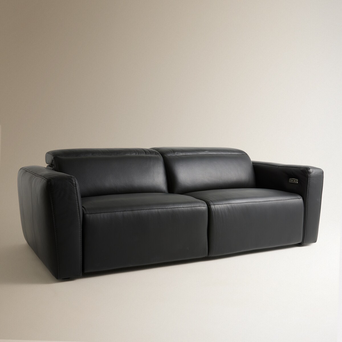 Sofá de 3 Lugares em Pele com 2 Assentos de Relax Elétricos Oporto Preto-2