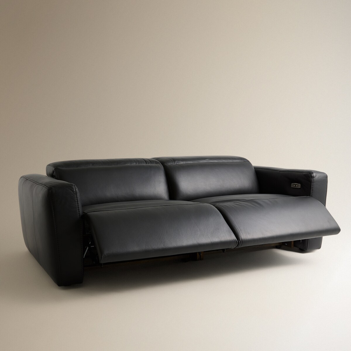 Sofá de 3 Lugares em Pele com 2 Assentos de Relax Elétricos Oporto Preto-3