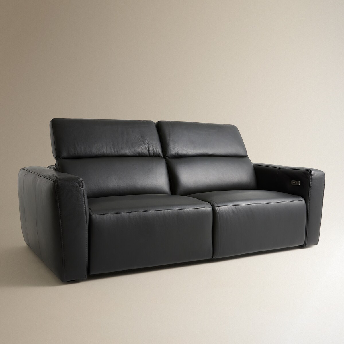 Sofá de 3 Lugares em Pele com 2 Assentos de Relax Elétricos Oporto Preto-4