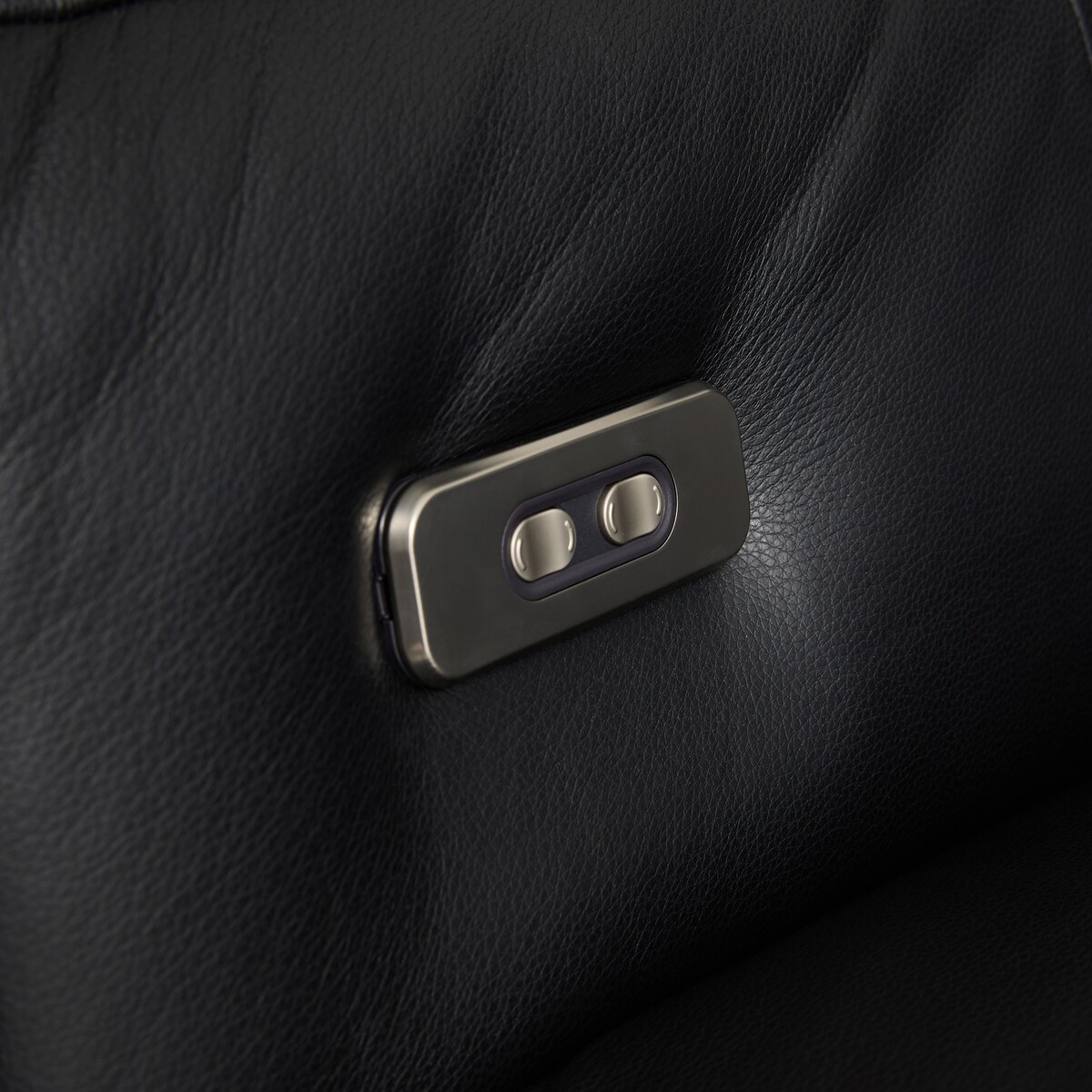 Sofá de 3 Lugares em Pele com 2 Assentos de Relax Elétricos Oporto Preto-8