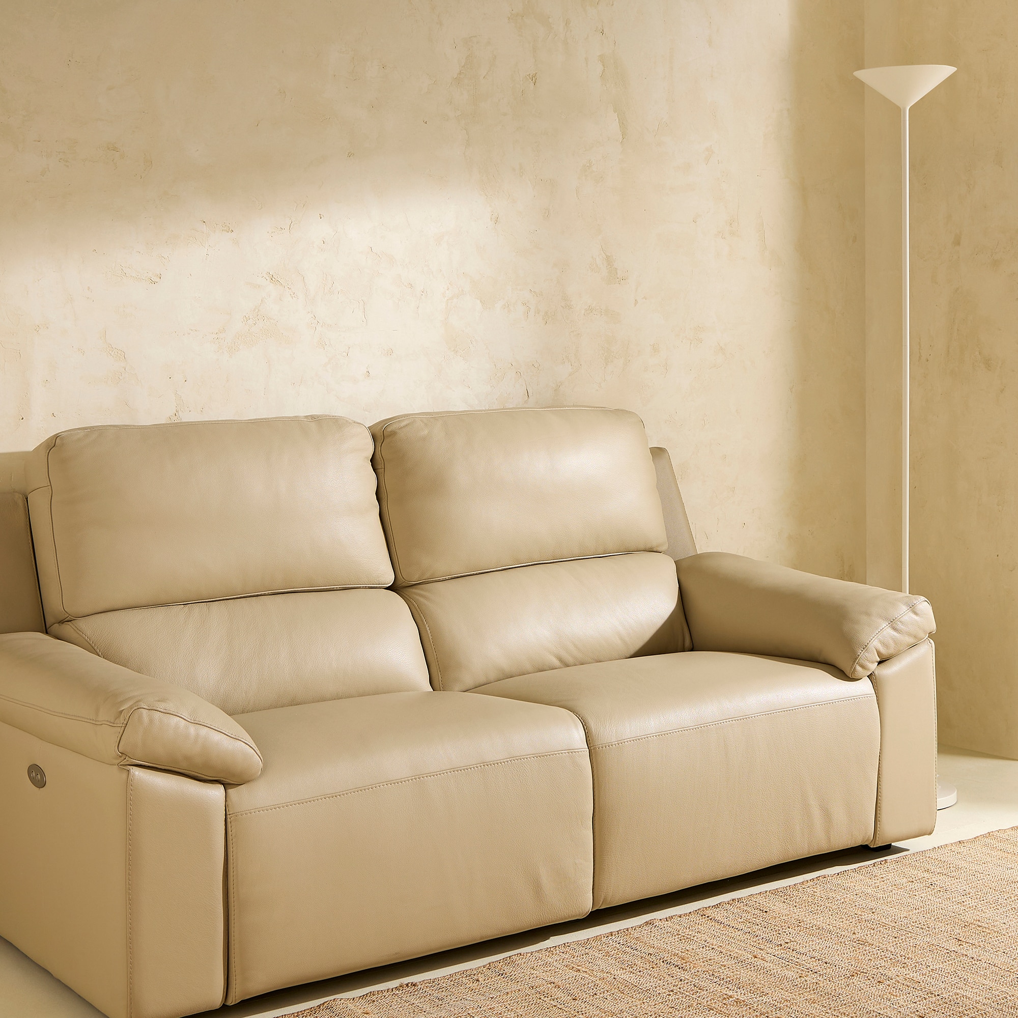 Imagem 0 de Sofá de 3 Lugares em Pele com 2 Assentos de Relax Bolzano
