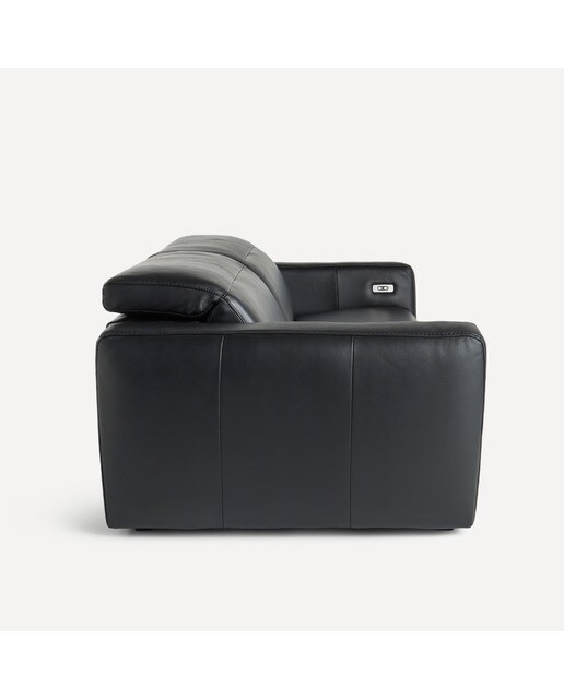 Sofá de 3 Lugares em Pele com 2 Assentos de Relax Elétricos Oporto Preto-4