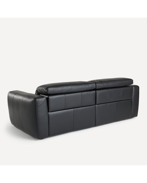 Sofá de 3 Lugares em Pele com 2 Assentos de Relax Elétricos Oporto Preto-5