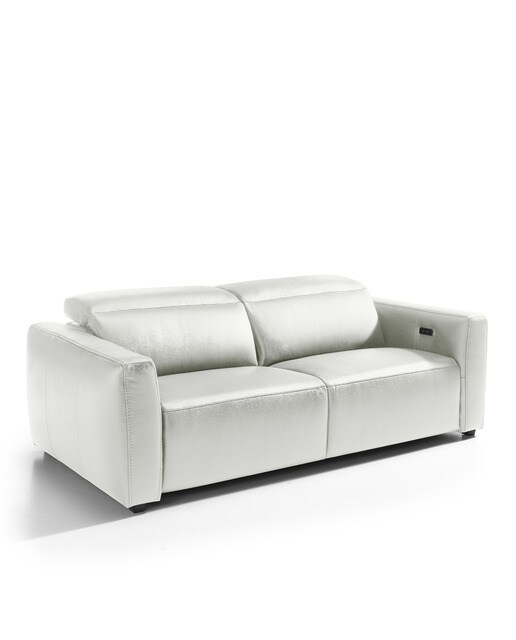 Sofá de piel de 3 plazas con 2 asientos relax eléctricos Trento El Corte Inglés - Blanco 204 cm Blanco-2