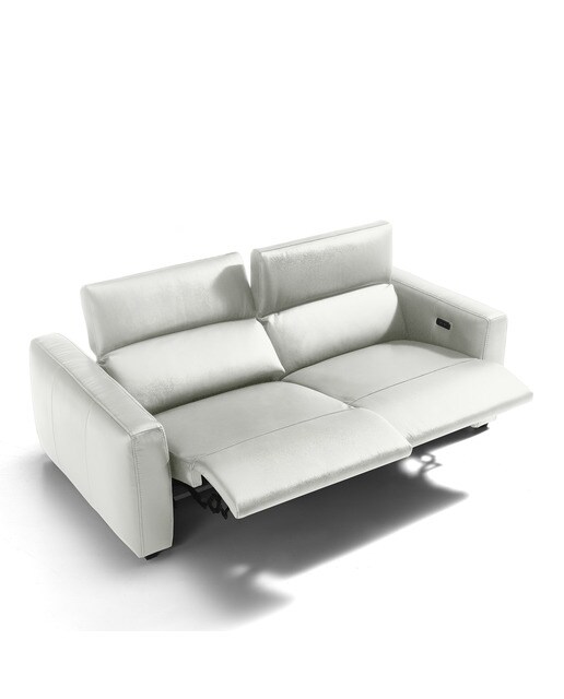 Sofá de piel de 3 plazas con 2 asientos relax eléctricos Trento El Corte Inglés - Blanco 204 cm Blanco-3