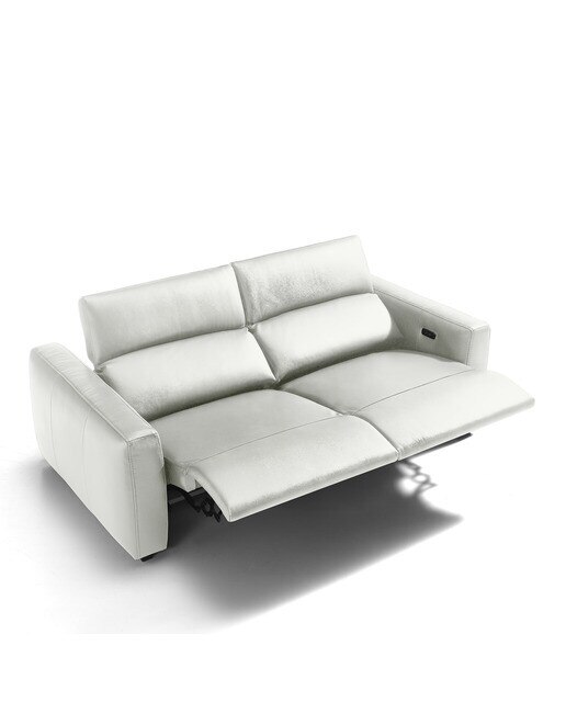 Sofá de piel de 3 plazas con 2 asientos relax eléctricos Trento El Corte Inglés - Blanco 204 cm Blanco-4