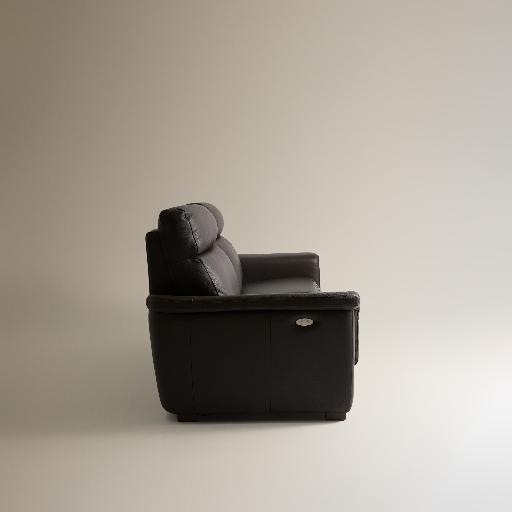 Sofá de 3 Lugares em Pele com 2 Assentos de Relax Elétrico Ego Chocolate-4
