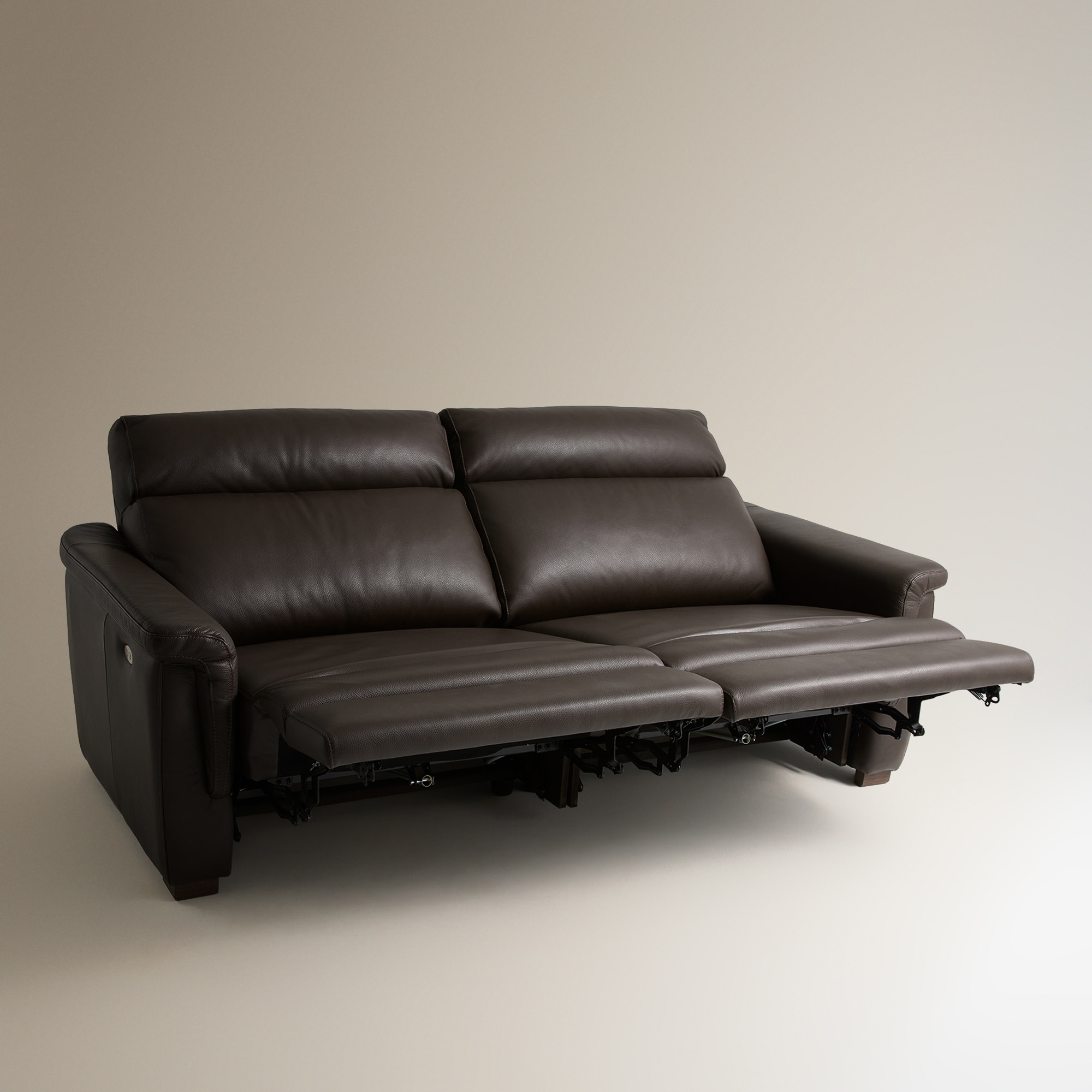 Sofá de 3 Lugares em Pele com 2 Assentos de Relax Elétrico Ego Chocolate-6