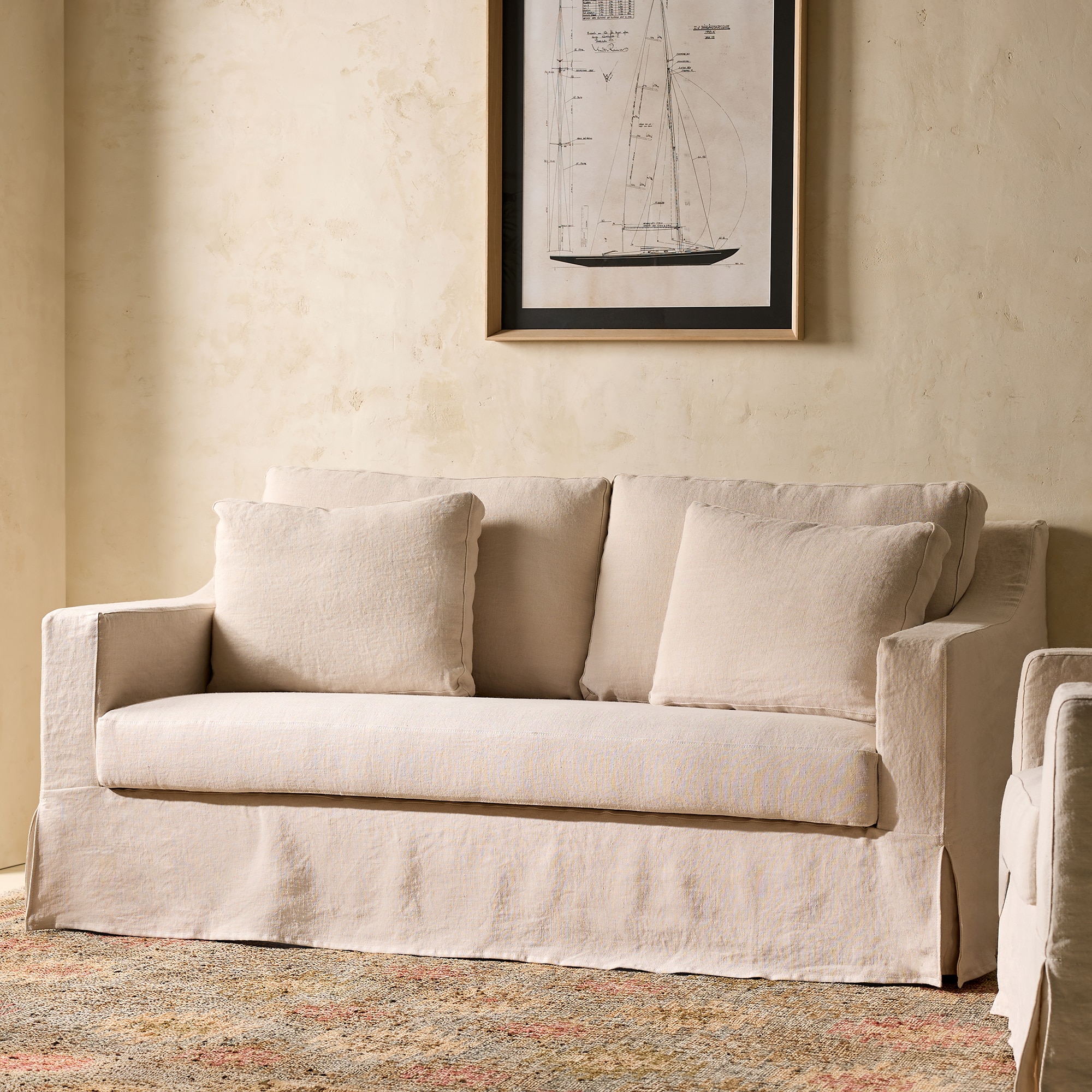 Imagem 0 de Sofá de 2 Lugares Desembainhável de Linho