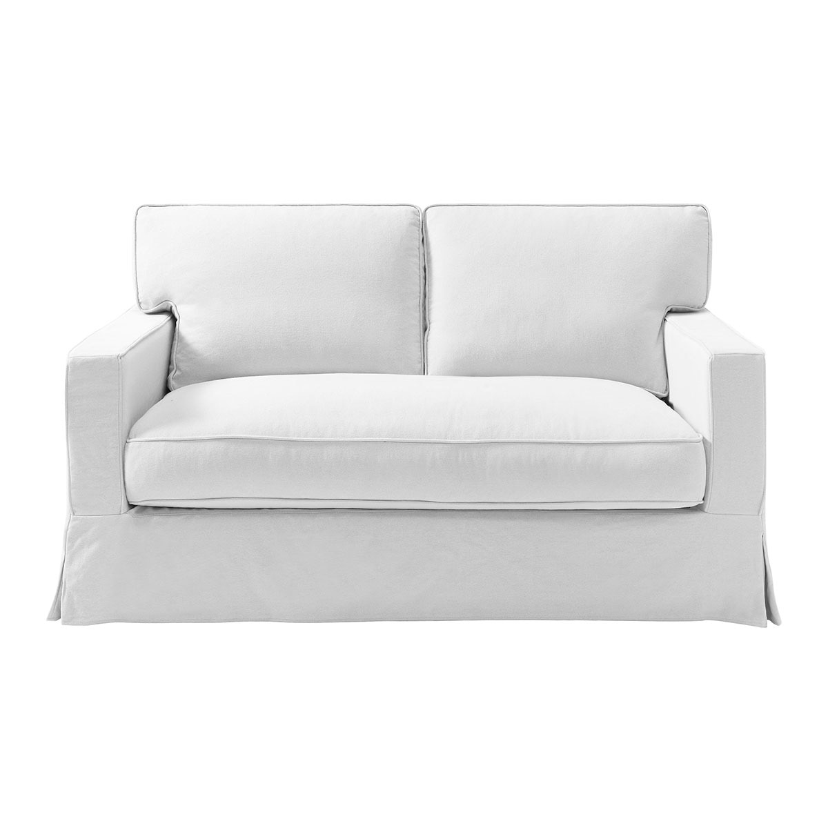 Sofá de 2 plazas desenfundable de algodón y lino con brazo recto Bolonia El Corte Inglés - Blanco Blanco-1