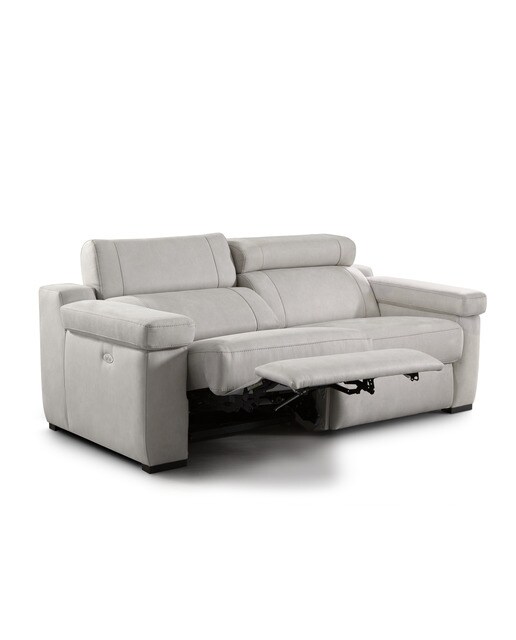 Sofá de 2 Lugares com 2 Assentos de Relax Elétrico em Tecido de Microfibra City Brutus - Cinzento-Claro-3