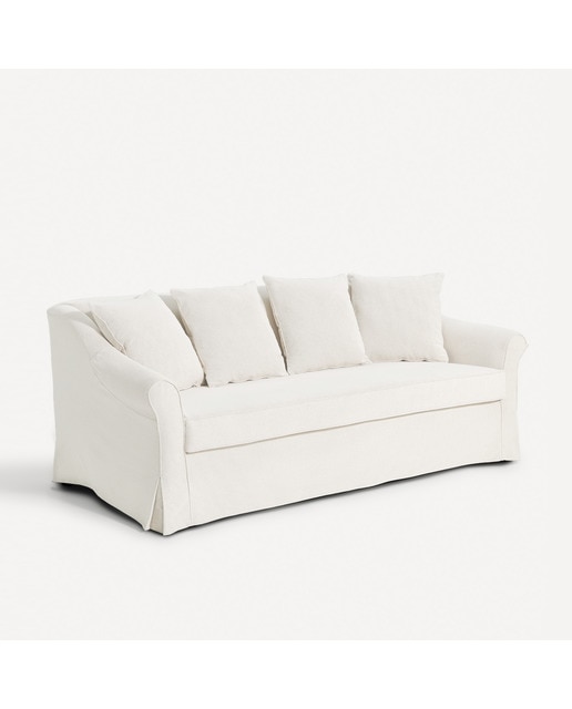 Sofá de 2 plazas desenfundable en algodón y lino Menorca El Corte Inglés - Blanco 185 cm Blanco-2