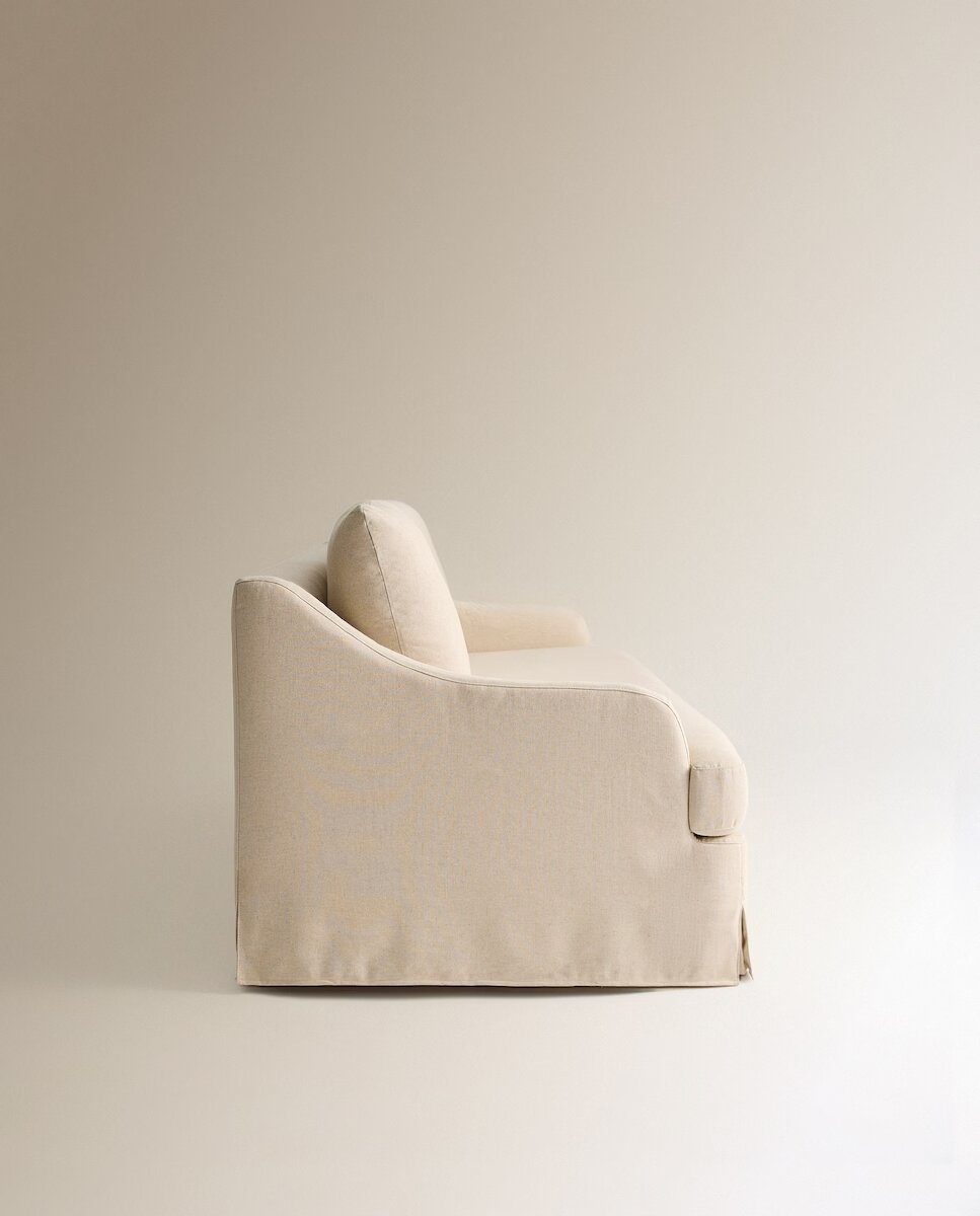 Sofá de 2 plazas desenfundable mezcla lino Devon - Beige Beige-2