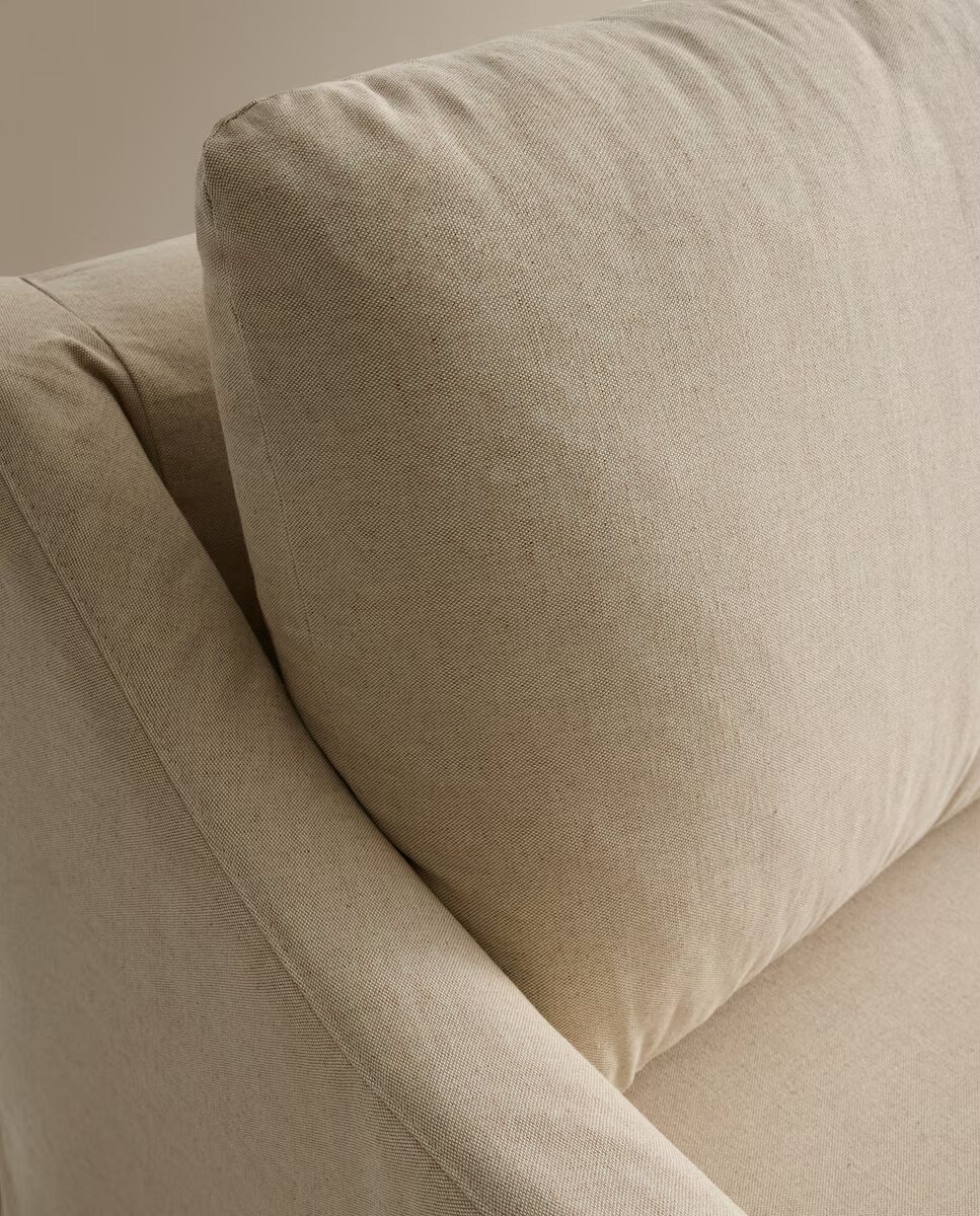 Sofá de 2 plazas desenfundable mezcla lino Devon - Beige Beige-3