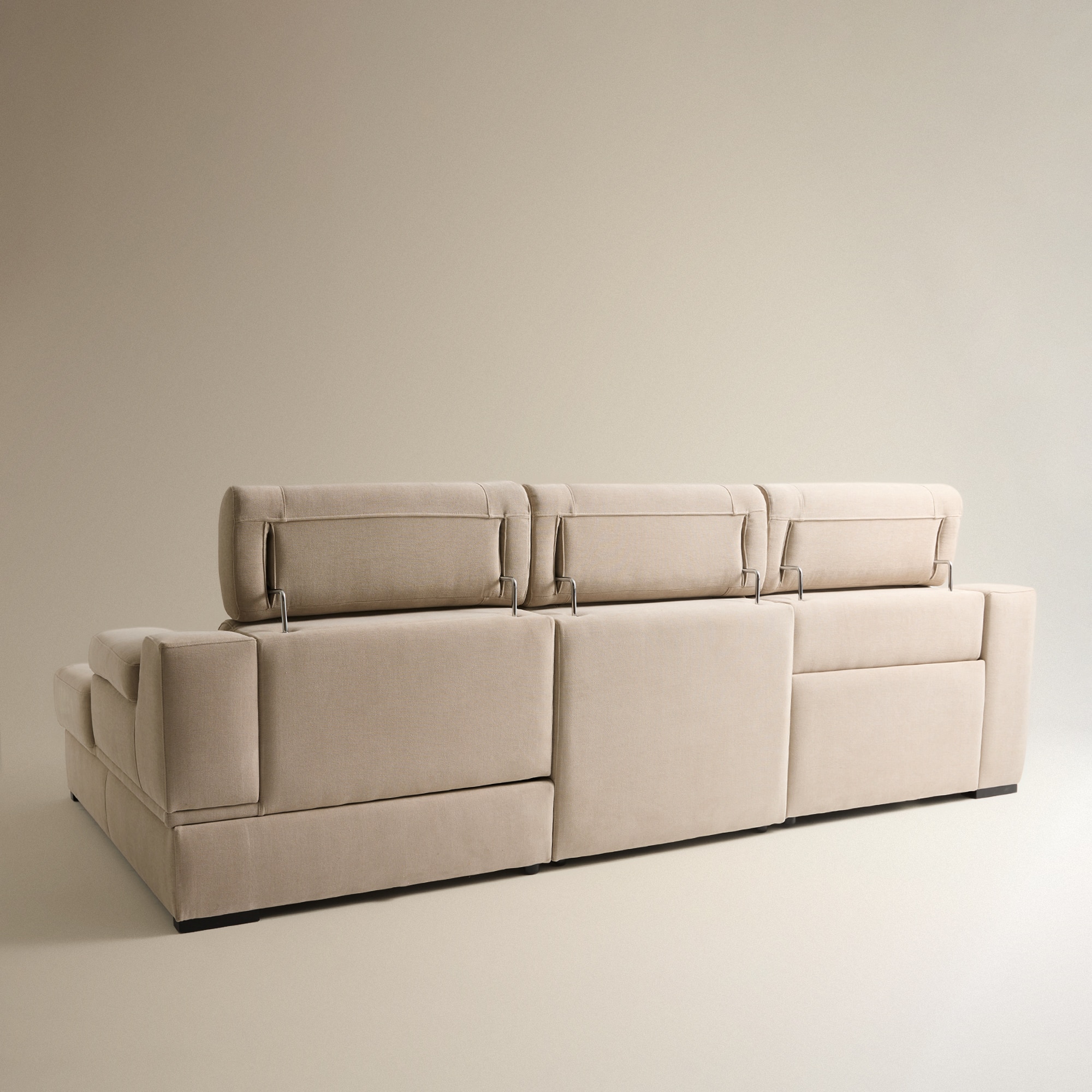 Sofá de 3 Lugares com Chaise Longue Direita e um Assento Relax Elétrico City Bege-7