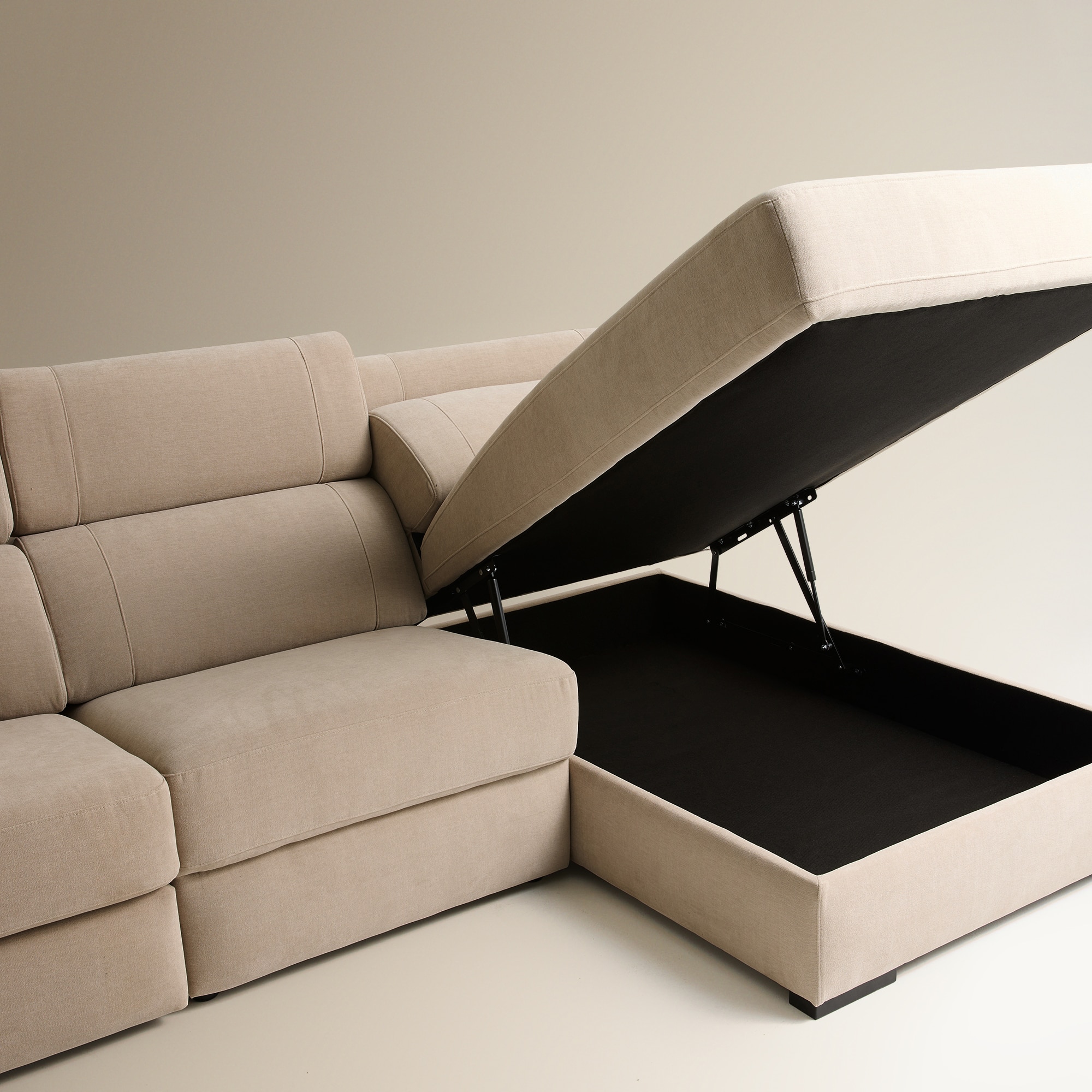 Sofá de 3 Lugares com Chaise Longue Direita e um Assento Relax Elétrico City Bege-8