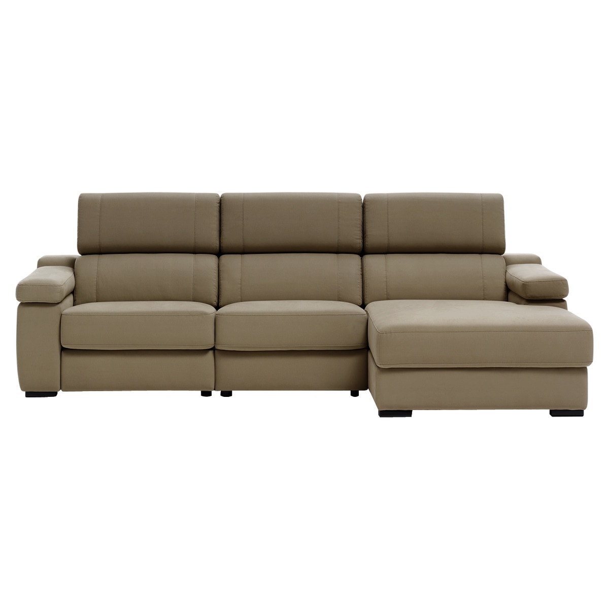 Imagen 1 de Sofá de 3 plazas con chaiselongue derecha y 1 asiento relax eléctrico City - Mystic Marrón Mystic Marrón
