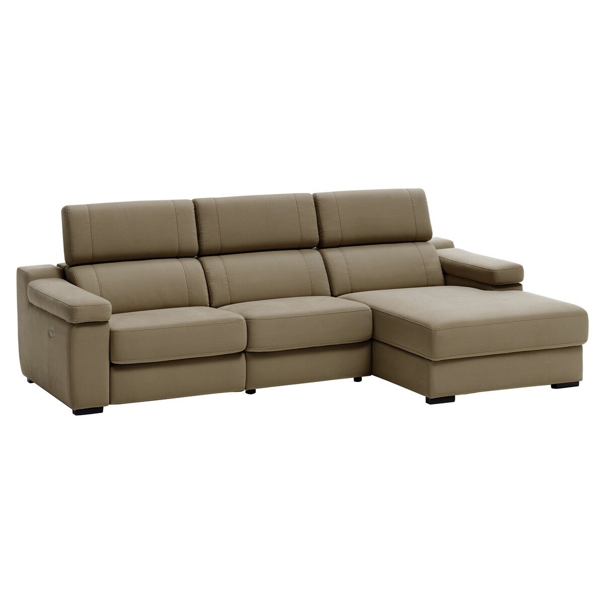 Imagen 2 de Sofá de 3 plazas con chaiselongue derecha y 1 asiento relax eléctrico City - Mystic Marrón Mystic Marrón