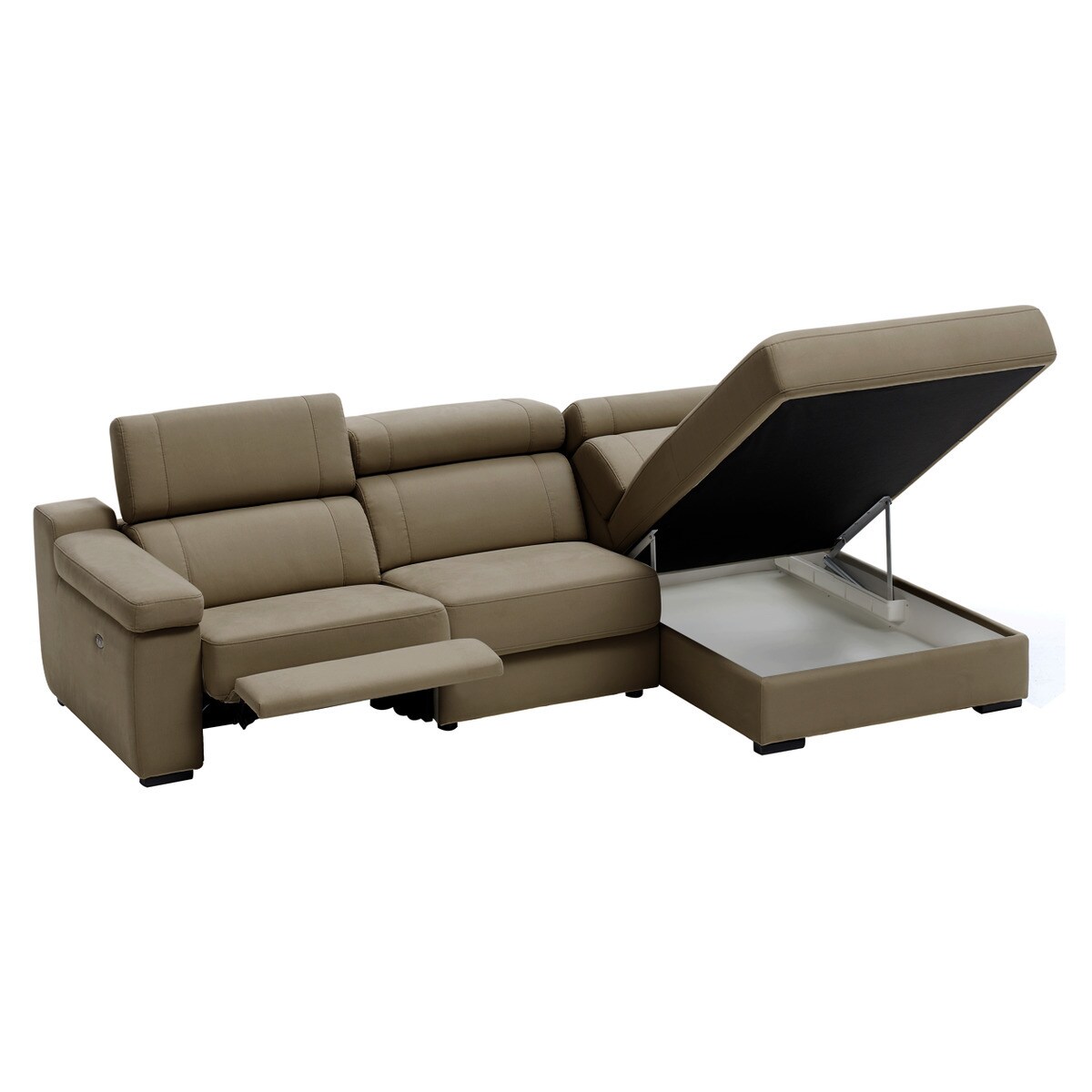Imagen 4 de Sofá de 3 plazas con chaiselongue derecha y 1 asiento relax eléctrico City - Mystic Marrón Mystic Marrón