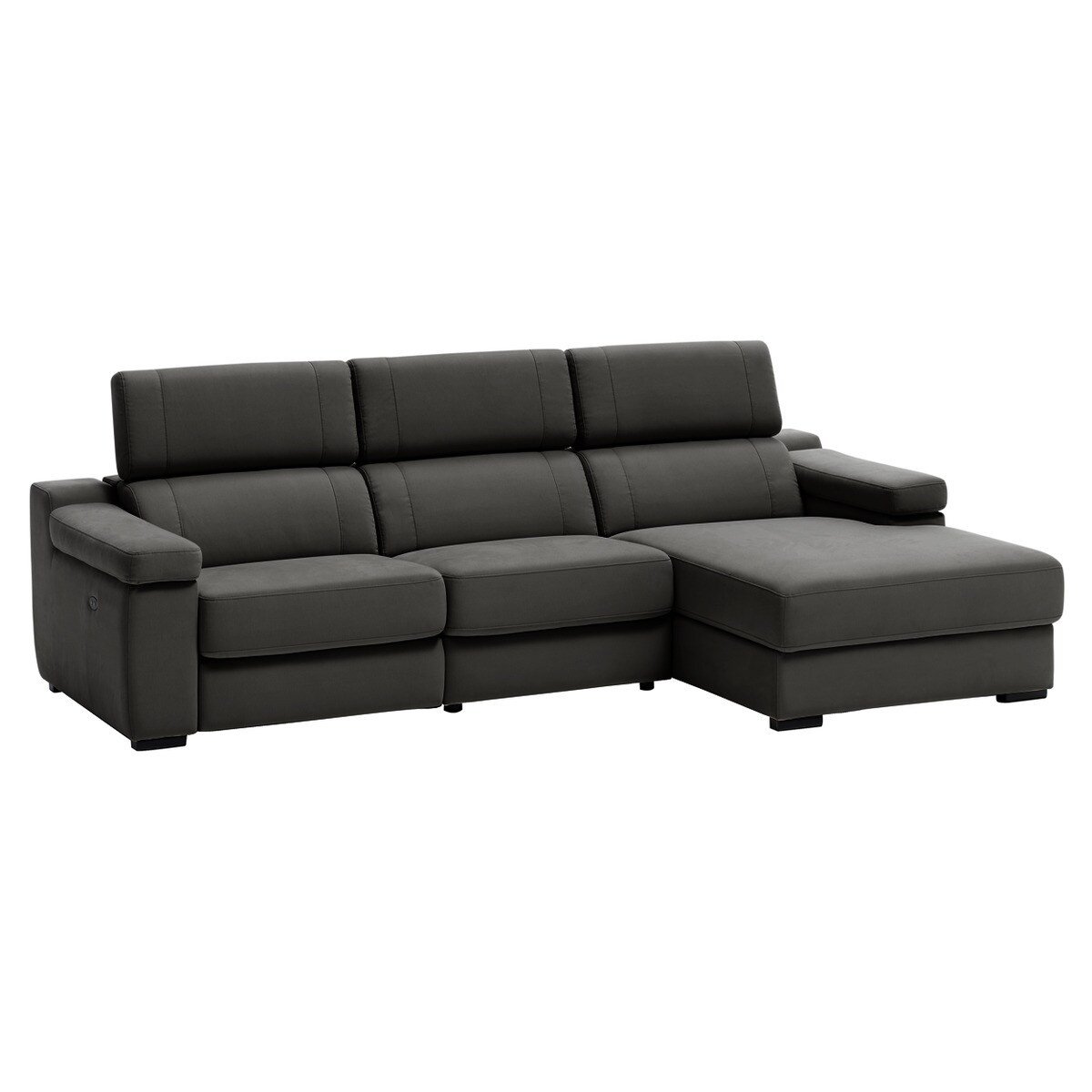 Imagen 2 de Sofá de 3 plazas con chaiselongue derecha y 1 asiento relax eléctrico City - Mystic Antracita Mystic Antracita