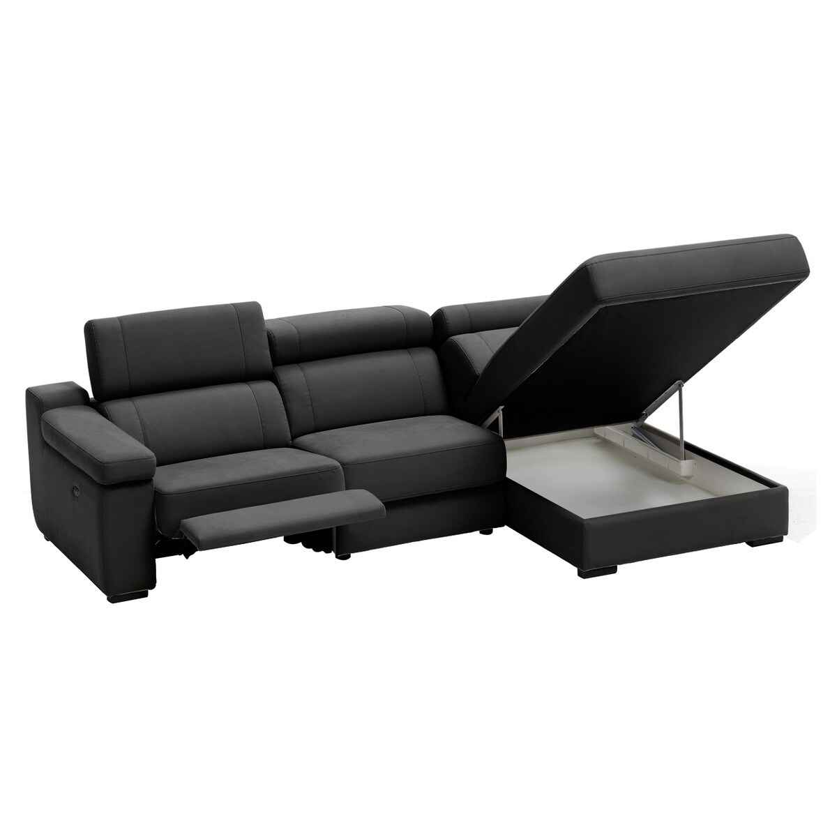 Imagen 4 de Sofá de 3 plazas con chaiselongue derecha y 1 asiento relax eléctrico City - Mystic Antracita Mystic Antracita