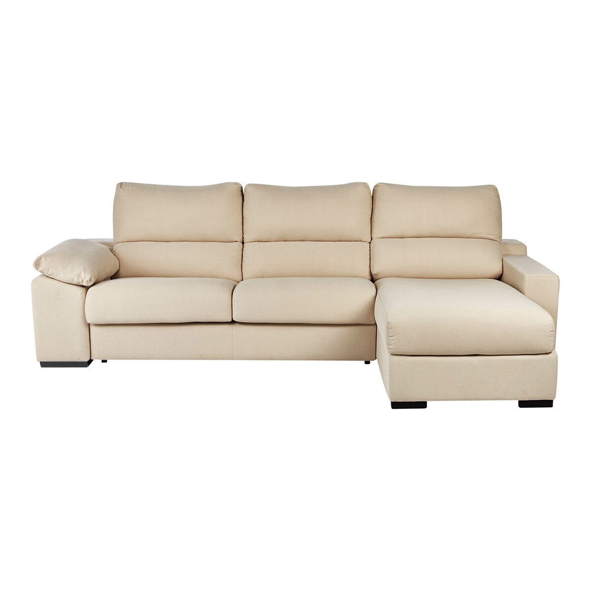 Sofá cama tapizado de 5 plazas con chaiselongue derecho y arcón algodón y lino Frank El Corte Inglés Natural Natural-1