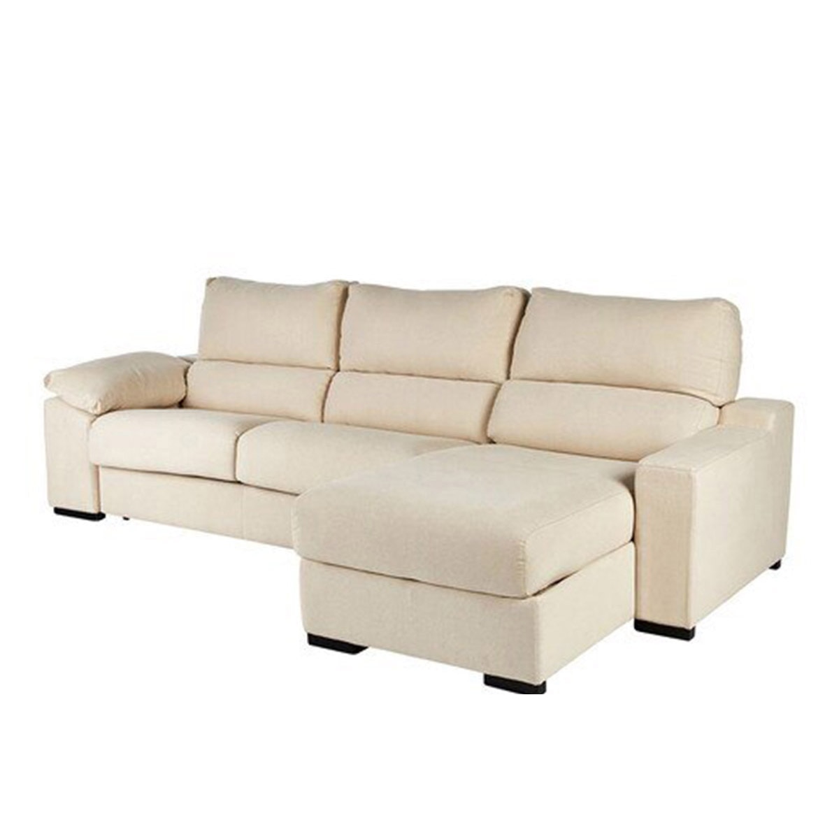 Sofá-cama Estofado de 5 Lugares com Chaise-longue Direita e Baú de Algodão e Linho Frank Natural-2