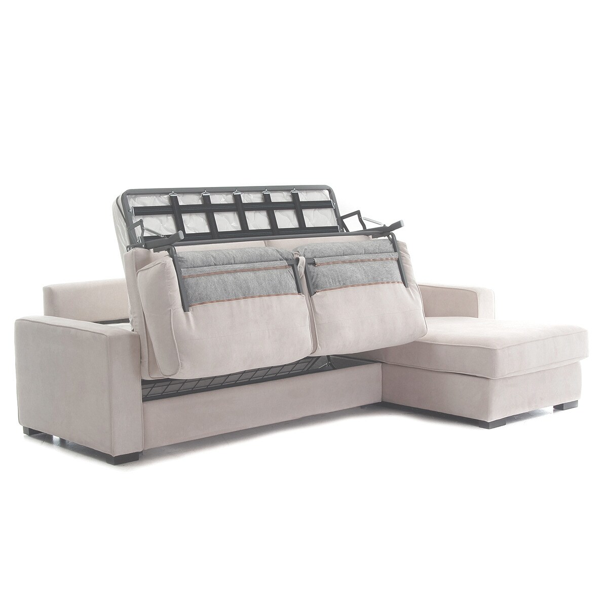 Sofá-cama de 5 lugares com chaise longue direita Padua Bege-6