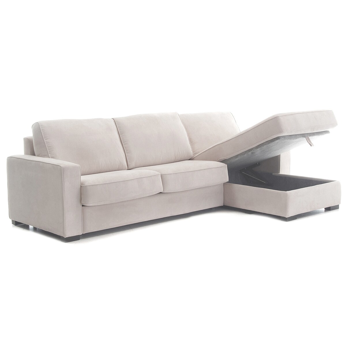 Sofá-cama de 5 lugares com chaise longue direita Padua Bege-7