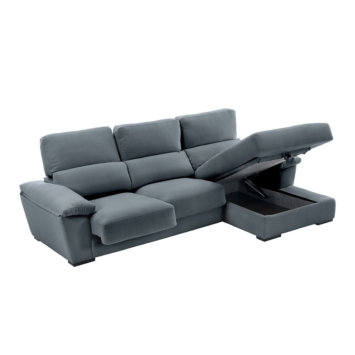 Sofá de Algodão e Linho de 5 Lugares com Assentos Deslizantes e Chaise-longue Direita com Baú Cloud Antracite-3