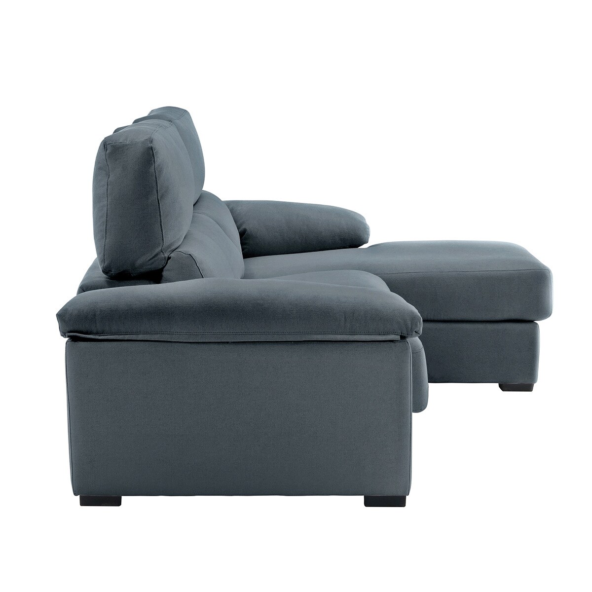 Sofá de Algodão e Linho de 5 Lugares com Assentos Deslizantes e Chaise-longue Direita com Baú Cloud Antracite-4