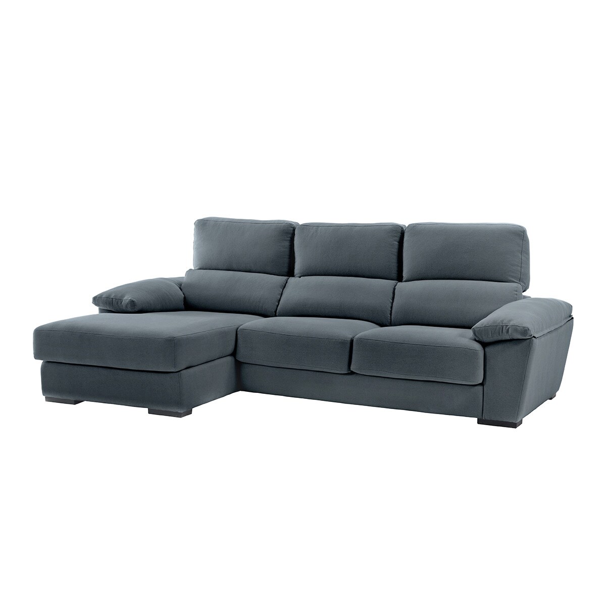 Sofá de Algodão e Linho de 5 Lugares com Assentos Deslizantes e Chaise Longue Esquerda com Baú Cloud Antracite-2