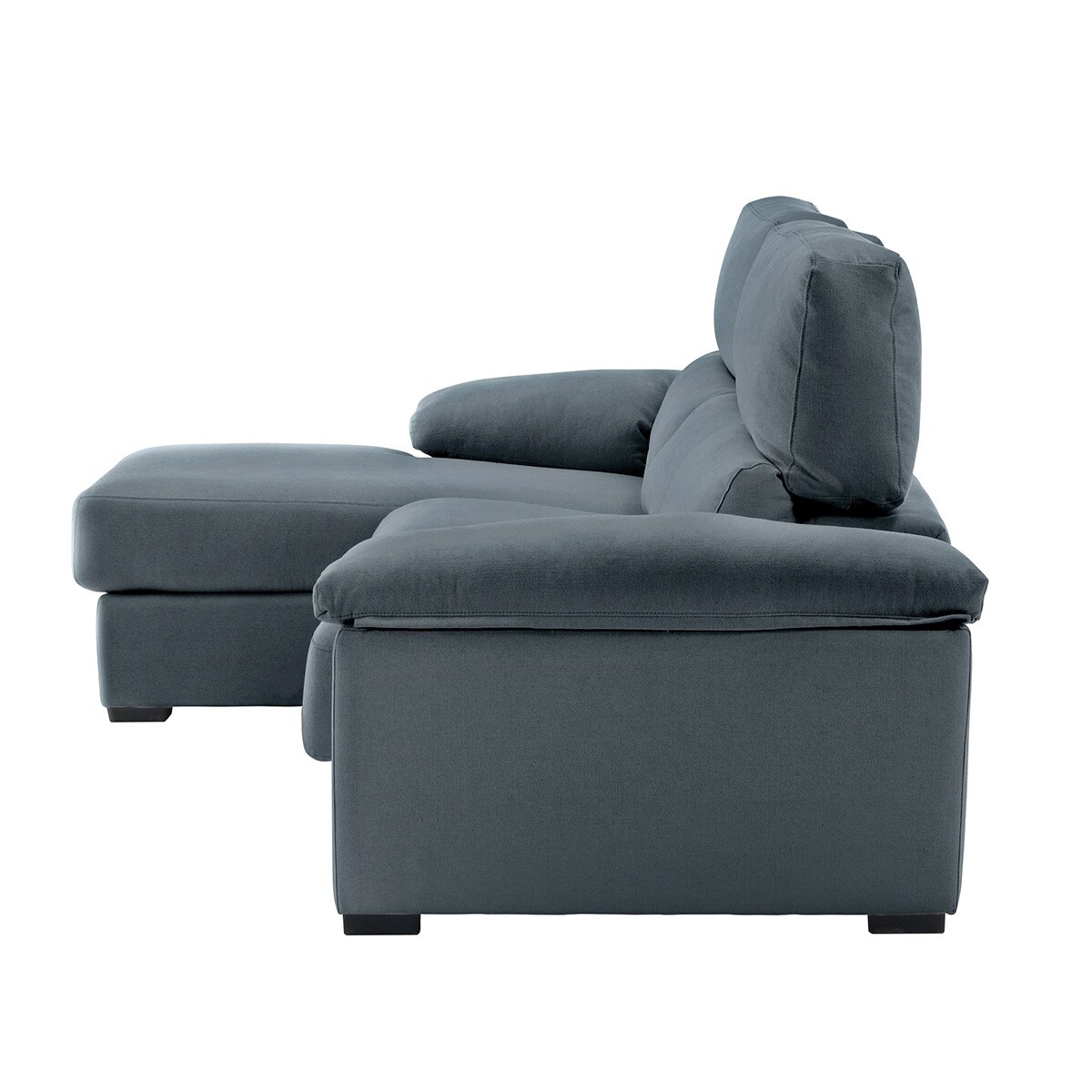 Sofá de Algodão e Linho de 5 Lugares com Assentos Deslizantes e Chaise Longue Esquerda com Baú Cloud Antracite-4