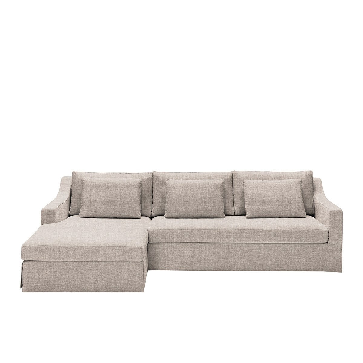 Sofá de 5 plazas desenfundable con chaise longue izquierda de lino Line - Marbore Piedra Marbore Piedra-1