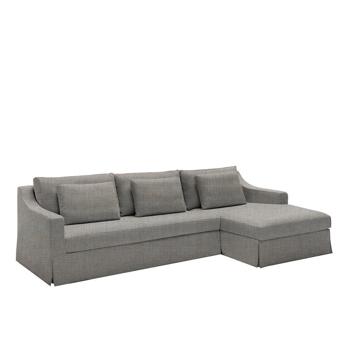 Sofá de 5 plazas desenfundable con chaise longue derecha de lino Line - Marbore Piedra Marbore Piedra-2