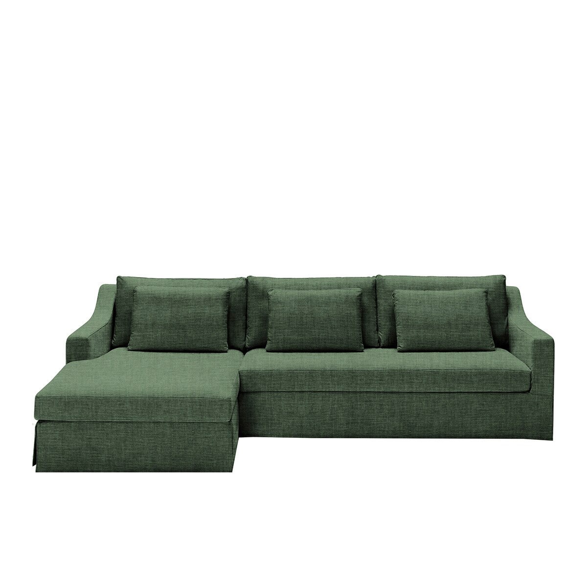 Sofá de 5 plazas desenfundable con chaise longue izquierda de lino Line - Marbore Verde piedra Marbore Verde piedra-1