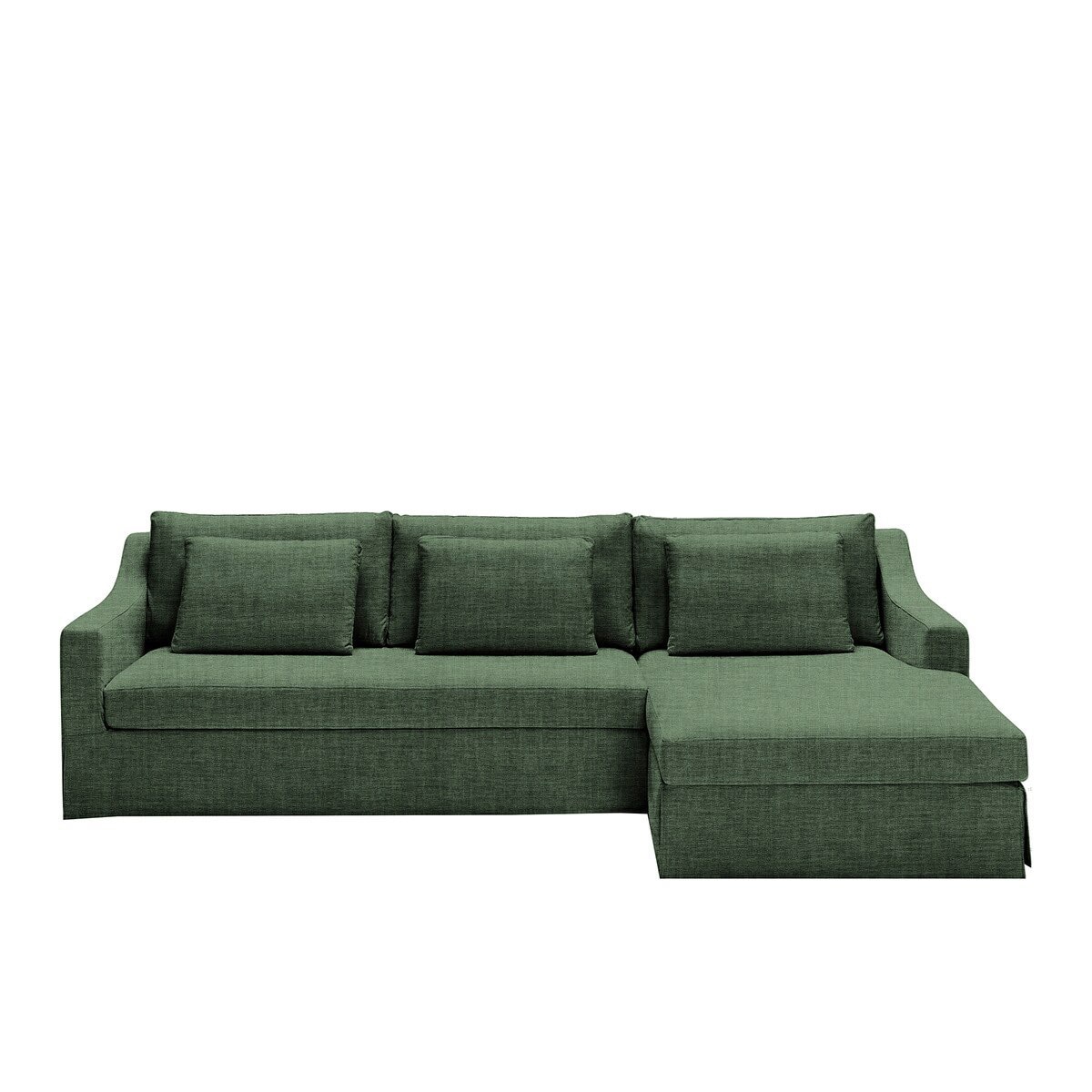 Sofá de 5 plazas desenfundable con chaise longue derecha de lino Line - Marbore Verde piedra Marbore Verde piedra-1