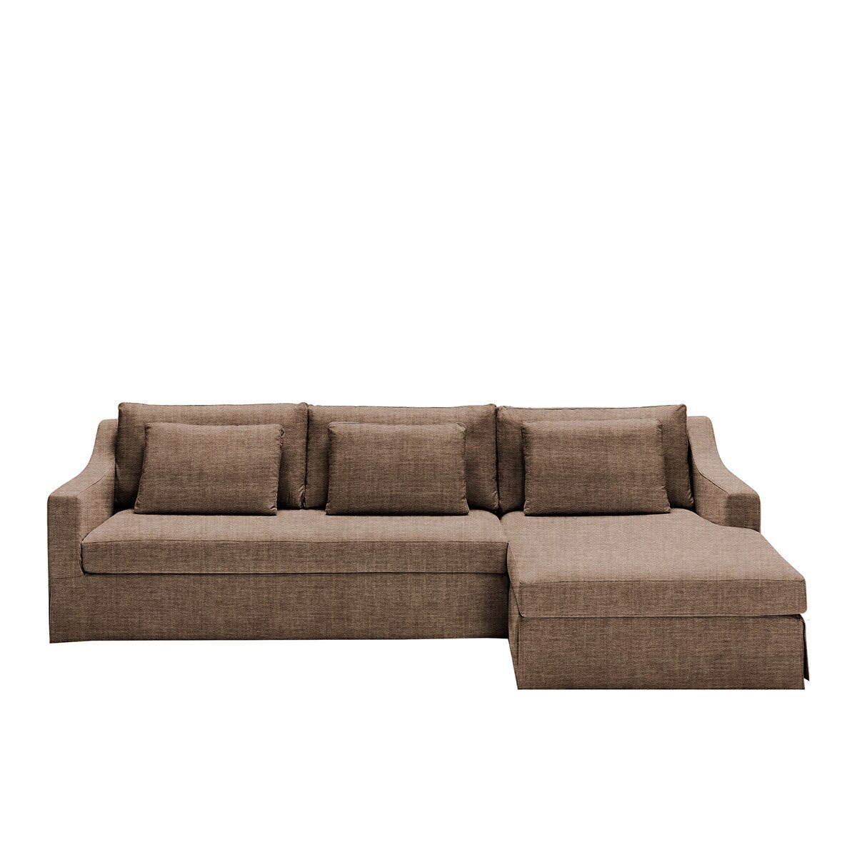 Sofá de 5 plazas desenfundable con chaise longue derecha de lino Line - Marbore Lino Marbore Lino-1