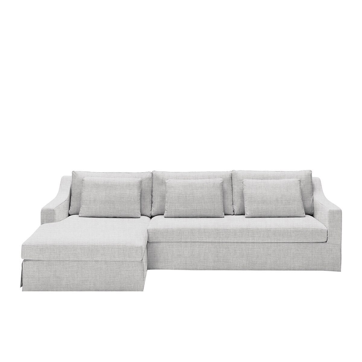 Sofá de 5 plazas desenfundable con chaise longue izquierda de lino Line - Marbore Blanco Marbore Blanco-1